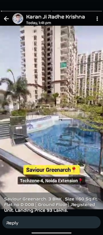 Swimming Pool in 3 BHK Apartment at Saviour Green Arch, Tech Zone 4 Greater Noida – for Sale