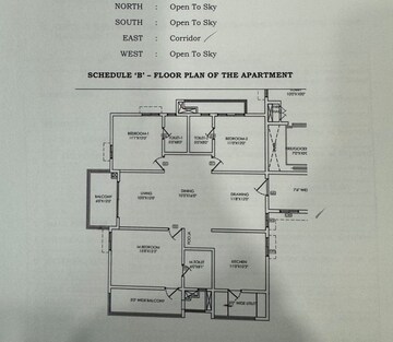 Floor Plan in 3 BHK Apartment at Rajapushpa Provincia, Narsingi – for Sale