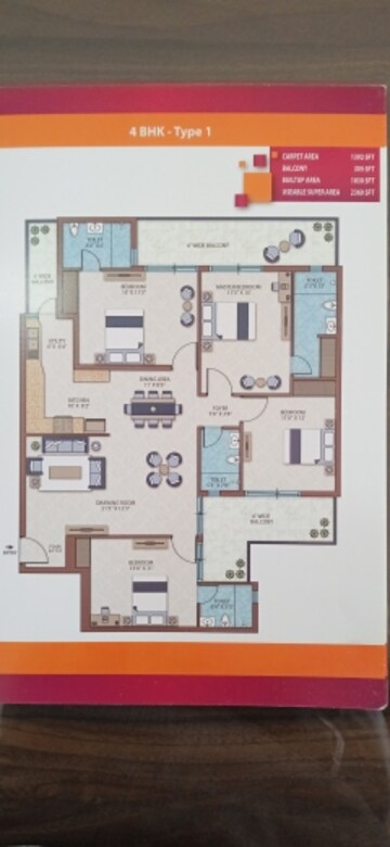Floor Plan in 4 BHK Apartment at Emerald Anmol, Sector 88 – for Sale