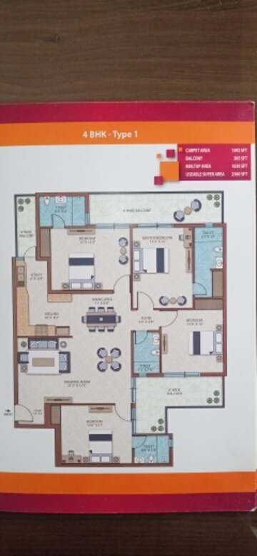 Floor Plan in 4 BHK Apartment at Emerald Anmol, Sector 88 – for Sale