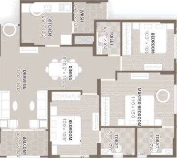 Floor Plan in 3 BHK Apartment at Orchid Woods, Hennur – for Sale