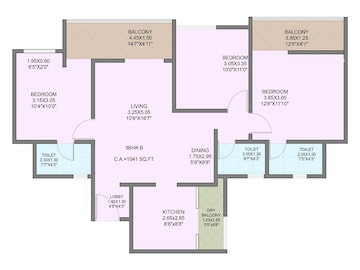 Floor Plan in 3 BHK Apartment at Vellkin Basil Flora, Kiwale – for Sale