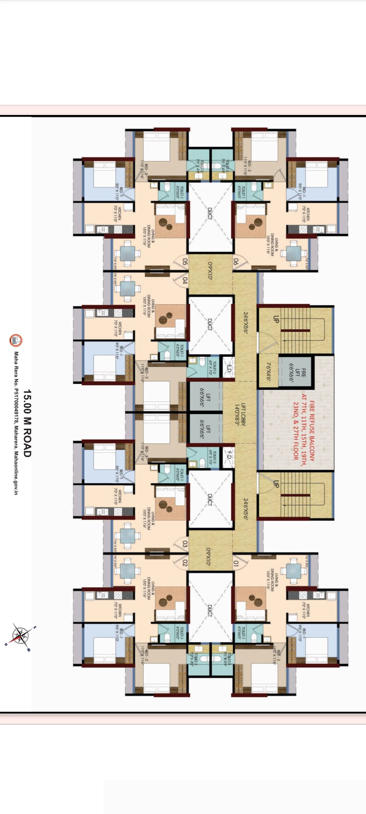 Floor Plan, malhar-24-east 2 Bedroom 1050 Sq.Ft. Builder Floor In Sanpada Navi Mumbai 7164222