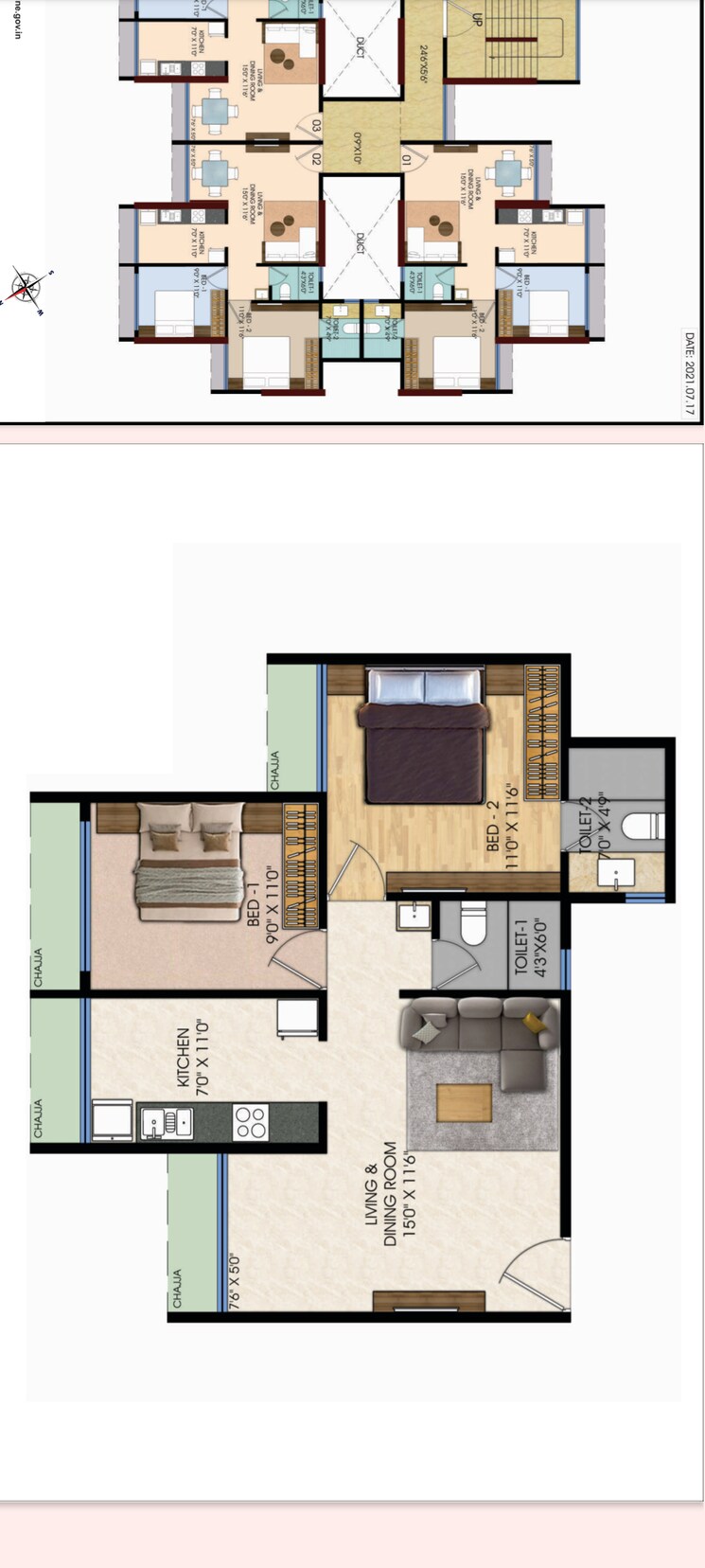 Floor Plan, malhar-24-east 2 Bedroom 1050 Sq.Ft. Builder Floor In Sanpada Navi Mumbai 7164222