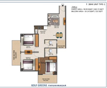 Floor Plan in 3 BHK Apartment at Farukh Nagar Sector 3 – for Sale