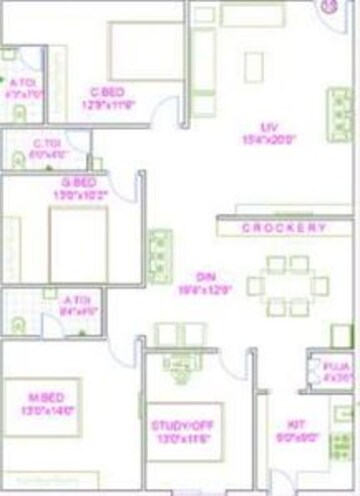 Floor Plan in 2 BHK Apartment at RSR The Garden View Apartments, Kollur – for Sale