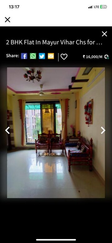 Living Room in 2 BHK Apartment at Shree Gajanan Maharaj Nagar CHS, Kalyan West – for Sale