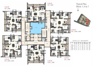 Floor Plan in 3 BHK Apartment at Western Springs, Puppalaguda – for Sale