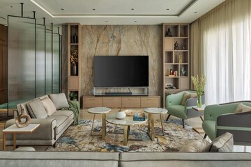 Living Room in 4 BHK Apartment at Windsor Grande Residences, Andheri West – for Sale