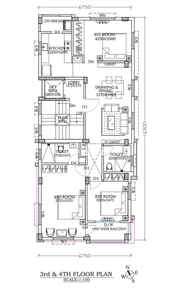 Floor Plan in 3 BHK Apartment at New Town – for Sale