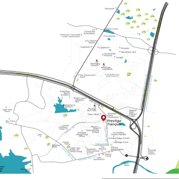 3 BHK Apartment – Map Location View at Prestige Tranquil, Kokapet - for Sale