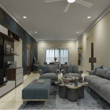 Living Room in 3 BHK Apartment at Prestige Tranquil, Kokapet – for Sale