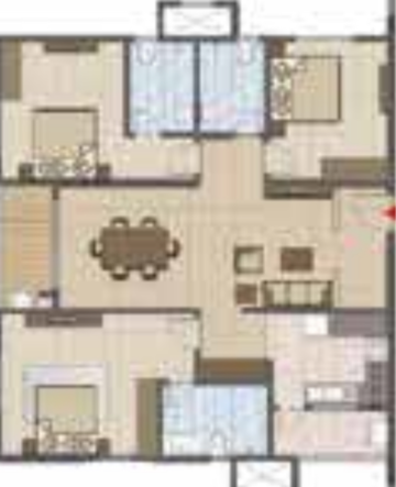Floor Plan in 3 BHK Apartment at Prestige Tranquil, Kokapet – for Sale