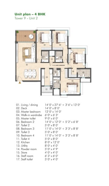 Floor Plan in 4 BHK Apartment at Lodha Woods, Kandivali East – for Sale