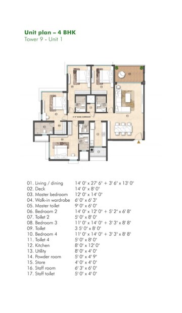Floor Plan in 4 BHK Apartment at Lodha Woods, Kandivali East – for Sale