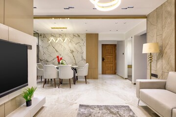 Living Room in 3.5 BHK Apartment at Shroff Aureta, Koregaon Park Annexe – for Sale
