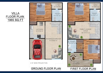 Floor Plan in 3 BHK Villa at Gaur City 2  – for Sale