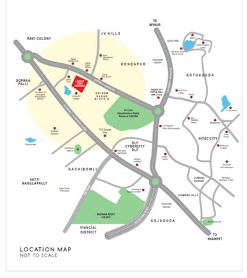 3 BHK Apartment – Map Location View at Lansum Eden Gardens, Kondapur - for Sale