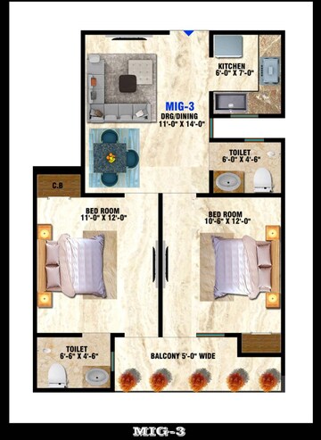 Floor Plan in 2 BHK Builder Floor at Shree Homes Noida, Sector 73 – for Sale