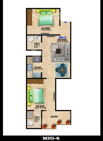 Floor Plan in 2 BHK Builder Floor at Shree Homes Noida, Sector 73 – for Sale