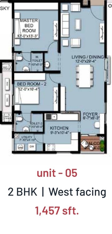 Floor Plan in 2.5 BHK Apartment at Kokapet – for Sale