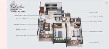 Floor Plan in 2 BHK Apartment at Ravet – for Sale