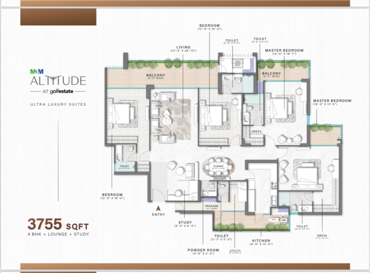 Floor Plan, m3m-altitude 4 Bedroom 3755 Sq.Ft. Apartment In Sector 65 Gurgaon 7248967