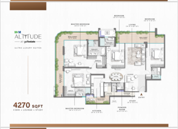 Floor Plan in 4 BHK Apartment at M3M Altitude, Sector 65 – for Sale