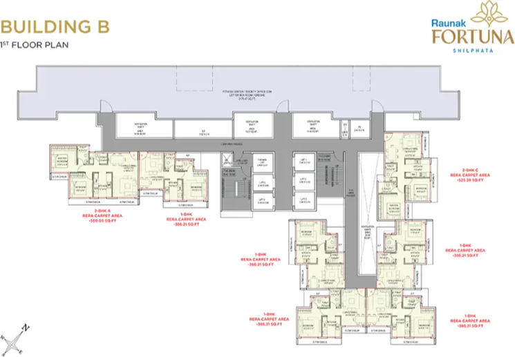 Floor Plan, raunak-fortuna 1 Bedroom 390 Sq.Ft. Apartment In Shilphata Thane 7261325