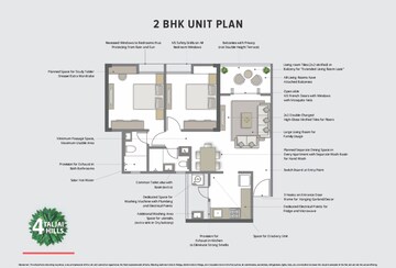 Floor Plan in 2 BHK Apartment at 4 Taljai Hills Phase 1, Dhankawadi – for Sale