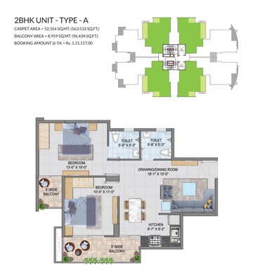 Floor Plan in 2 BHK Apartment at GLS Avenue City, Sector 92 – for Sale