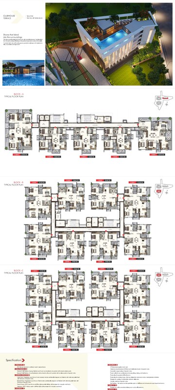 Floor Plan in 3 BHK Apartment at Poulomi Avante, Kokapet – for Sale