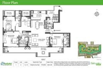 Floor Plan in 3 BHK Apartment at M3M Golf Estate, Sector 65 – for Sale