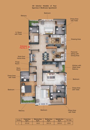 Floor Plan in 4 BHK Apartment at Bapu Nagar – for Sale