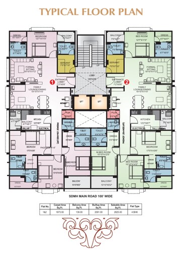 Floor Plan in 4 BHK Apartment at Bapu Nagar – for Sale