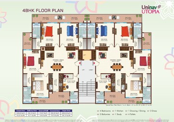 Floor Plan in 4 BHK Apartment at Uninav Utopia, Morti – for Sale