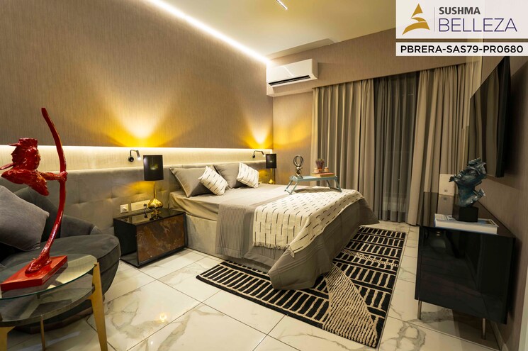 Living Room, sushma-belleza 3 Bedroom 2300 Sq.Ft. Apartment In International Airport Road Zirakpur 7274621