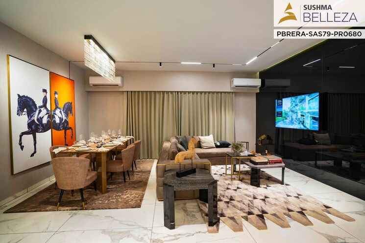 Living Room, sushma-belleza 3 Bedroom 2300 Sq.Ft. Apartment In International Airport Road Zirakpur 7274621
