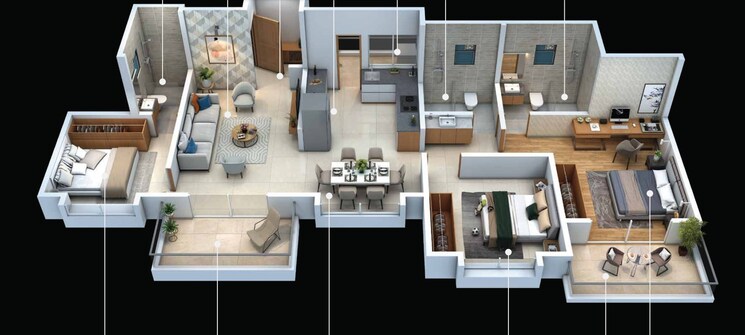 Kitchen, urban-skyline-phase-2 3 Bedroom 1042 Sq.Ft. Apartment In Ravet Pune 7274968