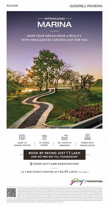 1 BHK Apartment – Garden View at Godrej Riviera, Ambivali - for Sale