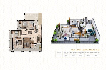 Floor Plan in 4 BHK Apartment at Rohit Galaxy, Gomti Nagar – for Sale