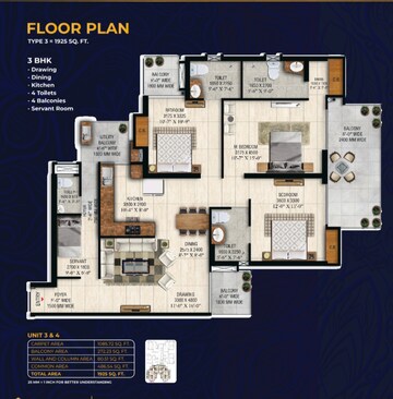 Floor Plan in 3.5 BHK Apartment at Irish Platinum, Sector 10 Greater Noida – for Sale