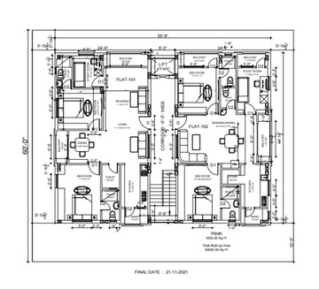 Floor Plan in 3 BHK Apartment at Sun City – for Sale