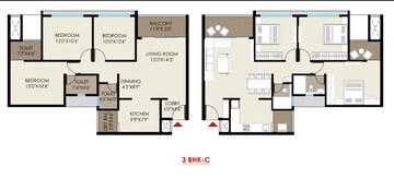 Floor Plan in 3 BHK Apartment at Moshi – for Sale