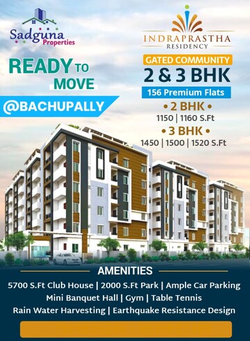 3 BHK Apartment – Exterior View View at Bachupally - for Sale