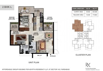 Floor Plan in 3 BHK Apartment at Advitya Homes, Sector 143 – for Sale