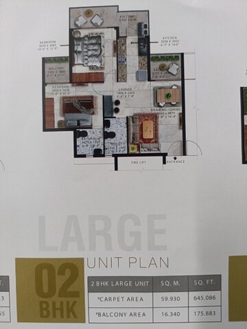 Floor Plan in 2 BHK Apartment at Sector 143 – for Sale