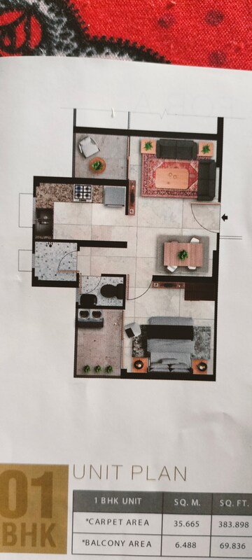 Floor Plan in 1 BHK Apartment at Advitya Homes, Sector 143 – for Sale