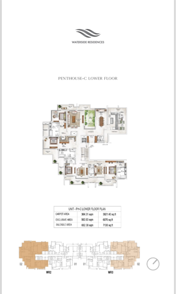 Floor Plan in 4 BHK Apartment at Krisumi Waterside Residences, Sector 36a – for Sale