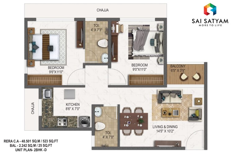 Floor Plan, sai-satyam-residency-kalyan-west 3 Bedroom 1098 Sq.Ft. Apartment In Kalyan West Thane 7314275